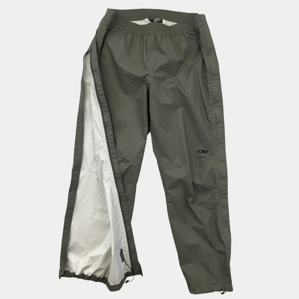 Outdoor Research Apollo Rain Pants Gray Green Ventia Waterproof Shell Mens XL